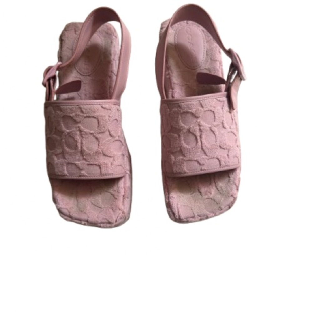 Coach Pink Textured Slingback Sandals